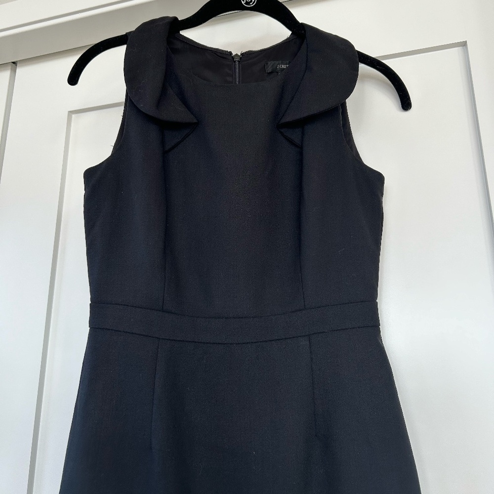 J. Crew Black Flutter Sleeve Sheath Dress 0P
